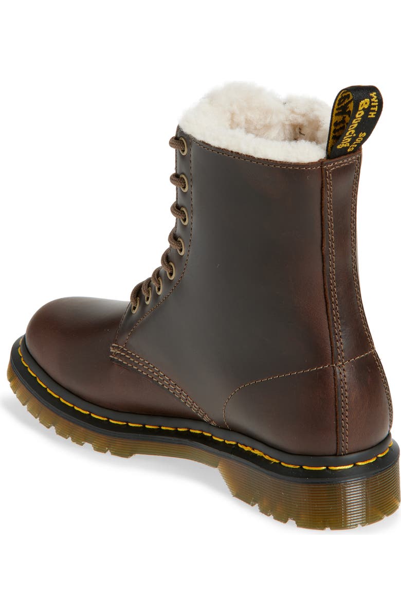 Dr. Martens 1460 Pascal Faux Fur Lined Combat Boot, Alternate, color, Dark Khaki