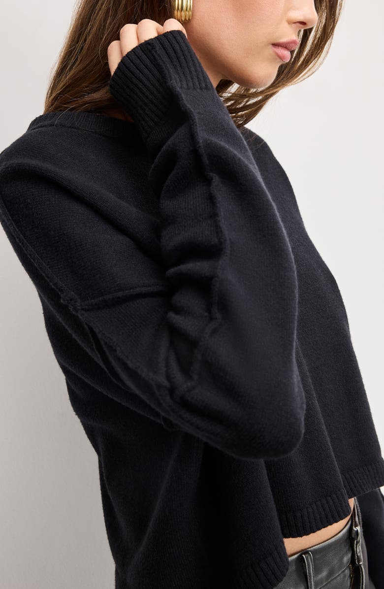 Good American Cozy Crewneck Sweater, Alternate, color, Black001