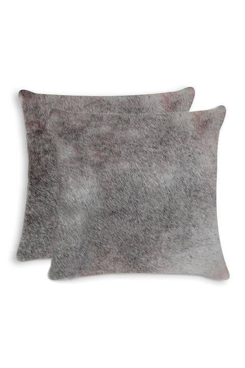 Torino Genuine Cowhide Pillow - Set of 2 - 18"x18" - Grey