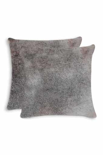 Torino Genuine Cowhide Pillow - Set of 2 - 18"x18" - Grey