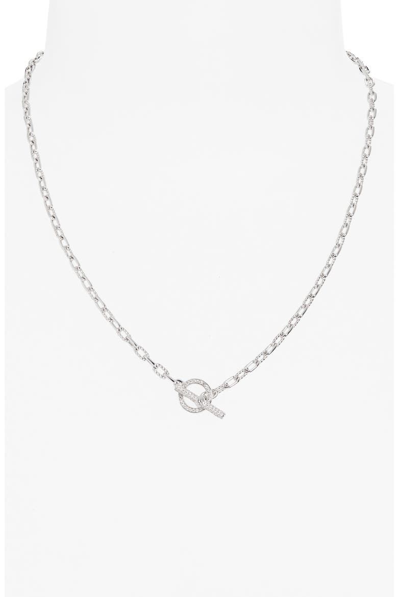 DY Madison® Pavé Toggle Chain Necklace Sterling Silver with Diamonds, 3mm, Alternate, color, SS