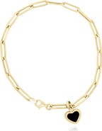 The Lovery Fine Jewelry Onyx Heart Paperclip Bracelet