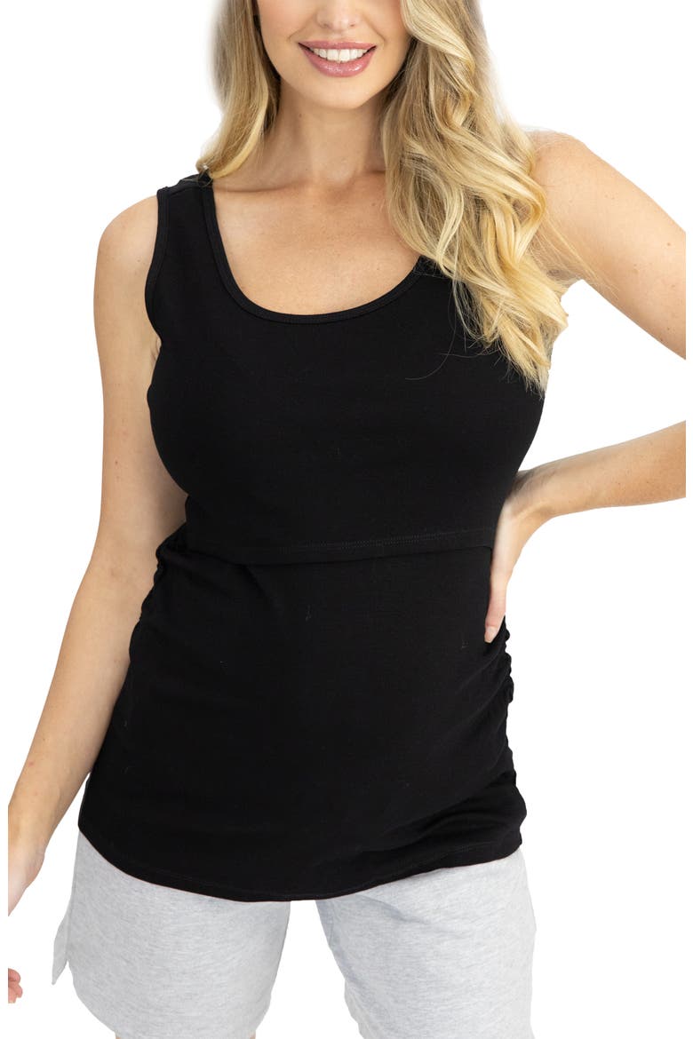 Maternity/Nursing Tank, Main, color, BLACK