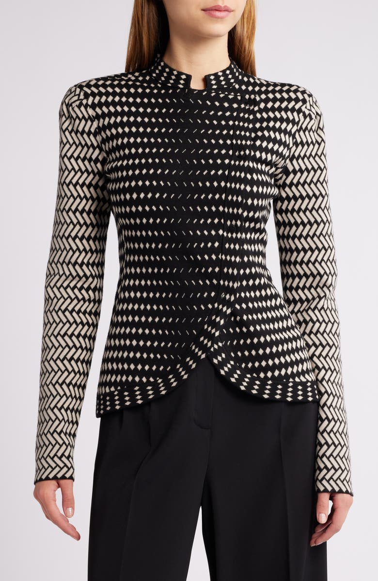 Emporio Armani Knit Blazer, Main, color, Black Multi