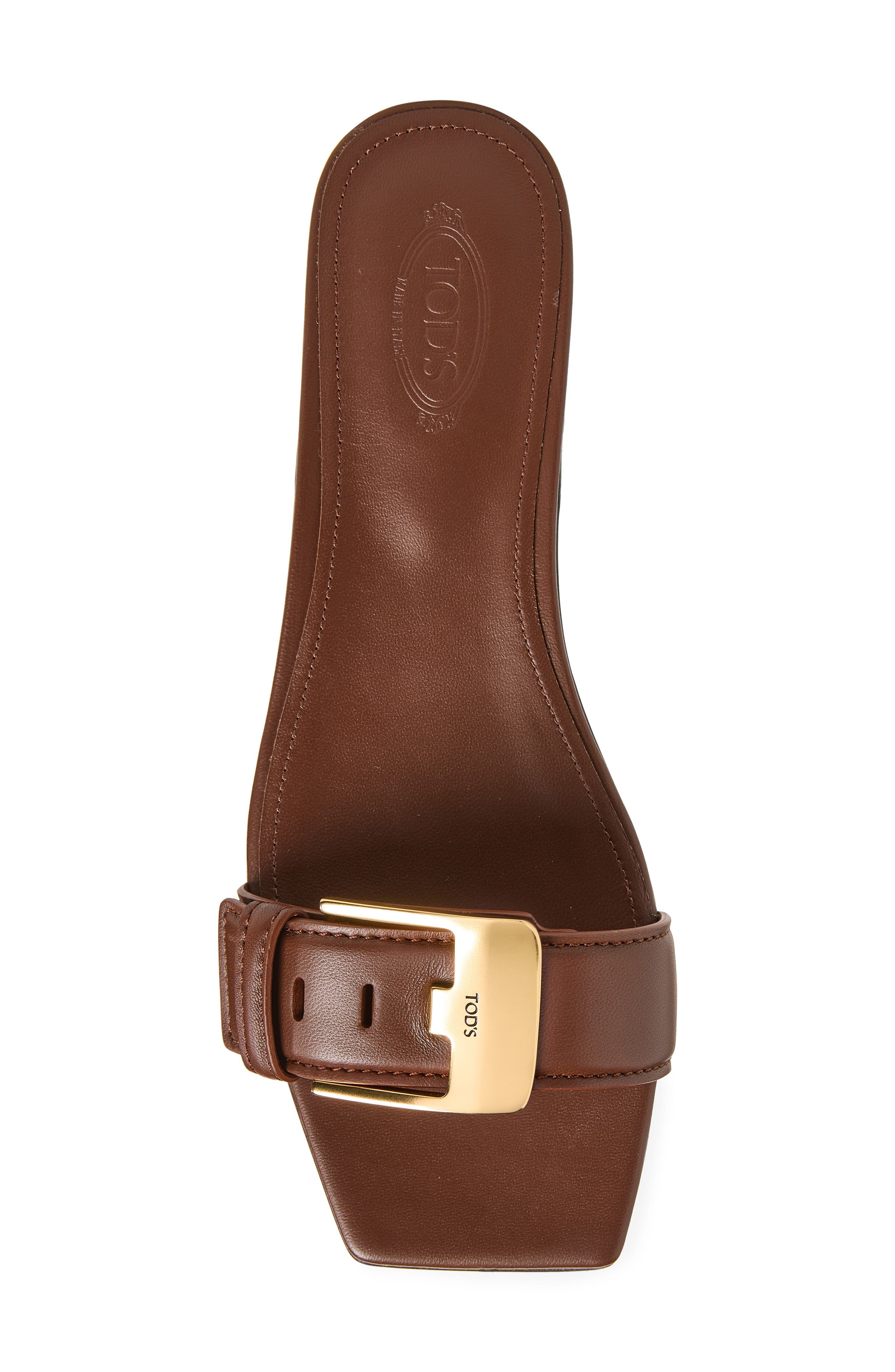 Tod's Buckle Slide Sandal, Alternate, color, Mogano