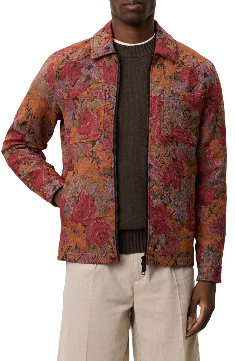 Les Deux Marseille Floral Jacquard Jacket, Main, color, Red Dahlia
