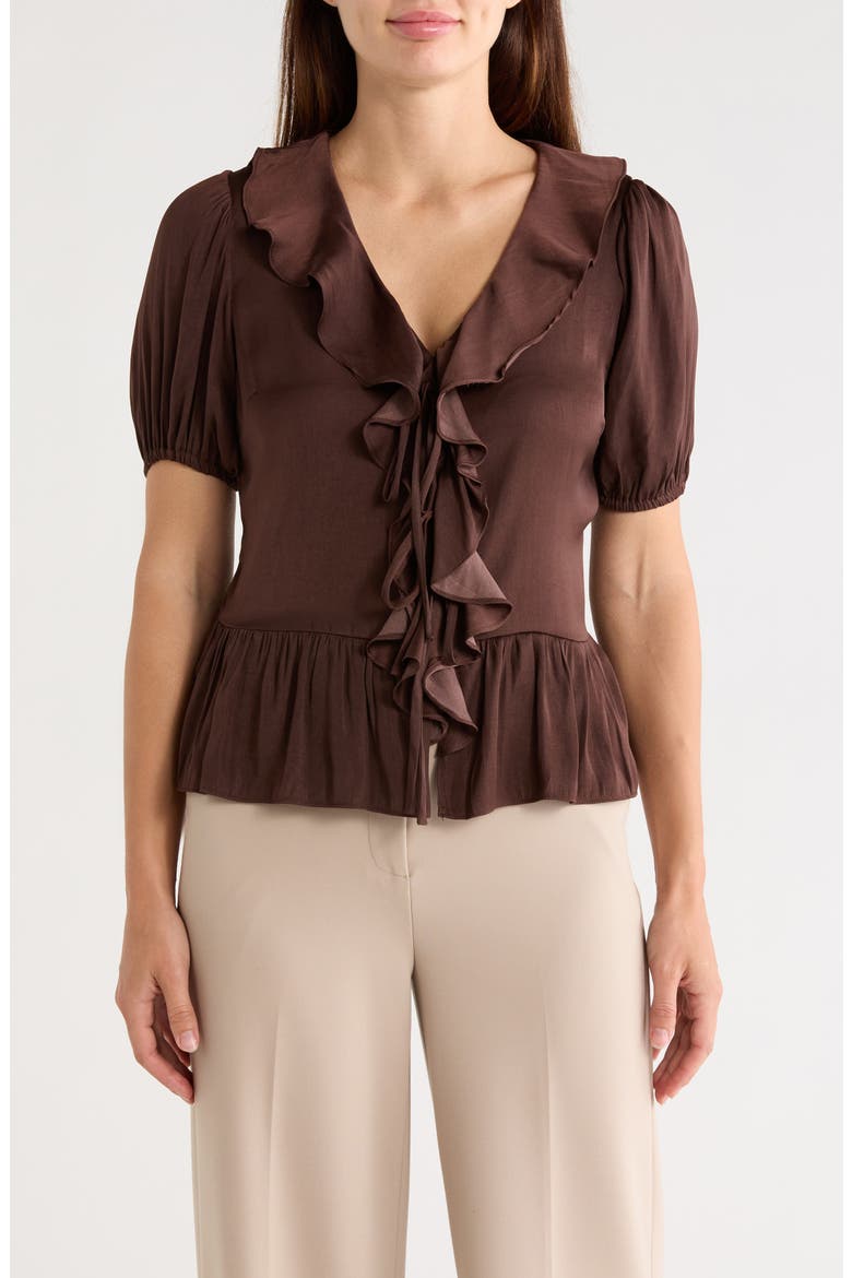 Puff Sleeve Ruffle Peplum Top (Women) | Nordstromrack