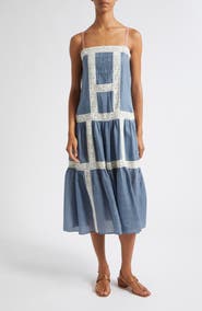 Veronica Beard Mazarine Lace Trim A-Line Dress