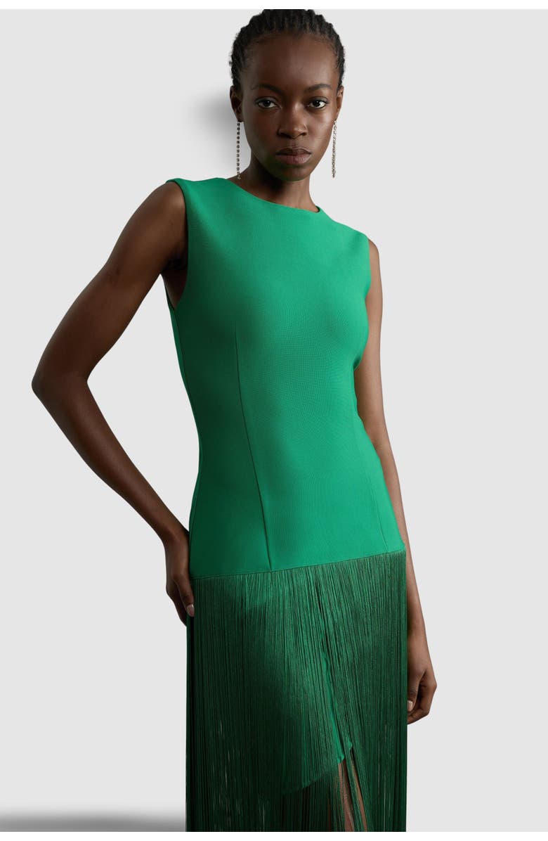 Karen Millen Tassel Hem Knitted Dress, Alternate, color, Green