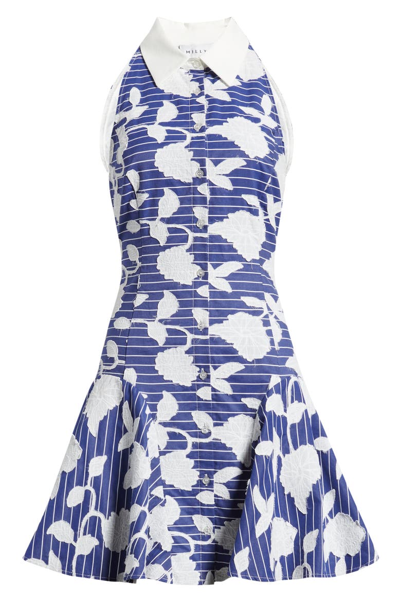 Maxine Floral Embroidered Minidress, Alternate, color, BLUE/ WHITE