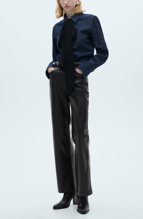 Mango Faux Leather Straight Leg Pants In Black