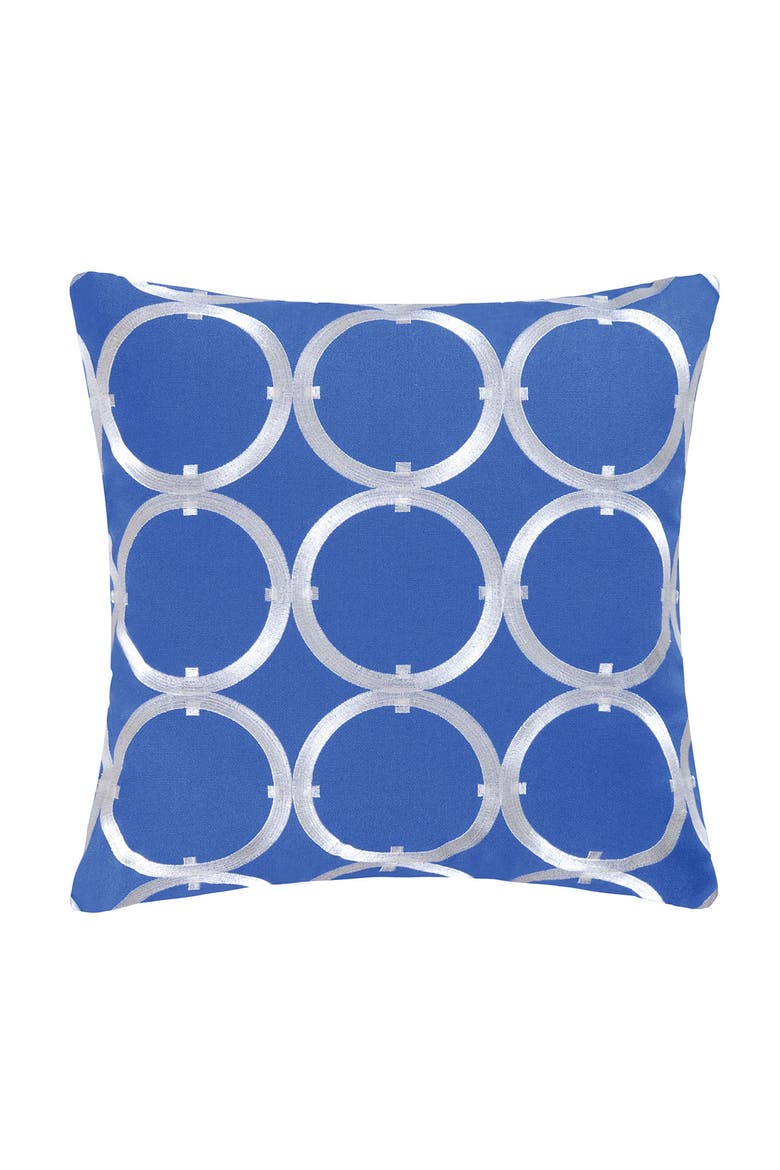 Circle on Blue Embroidered Throw Pillow, 18" x 18", Main, color, Blue