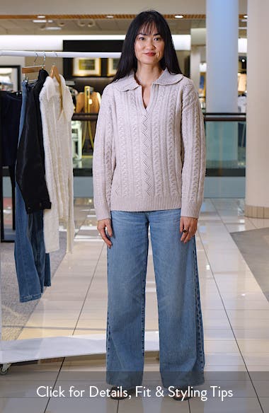 Bobeau Johnny Collar Cable Sweater (Women) | Nordstrom