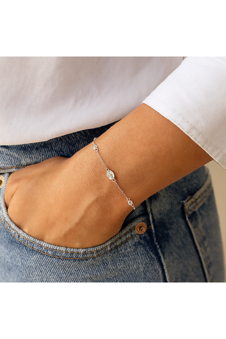 Sterling Silver Crystal Bracelet, Alternate, color, Silver