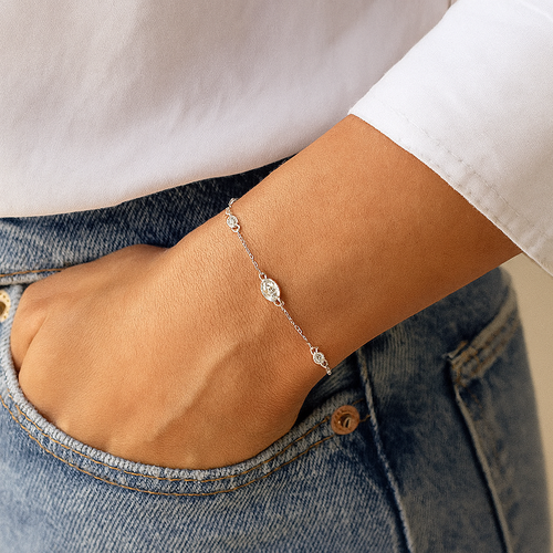 Donatello Gian Sterling Silver Crystal Bracelet In Metallic