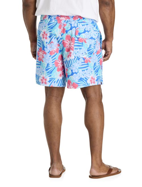 Vineyard Vines Big & Tall Floral Print Chappy Swim Trunks In Tide Blue