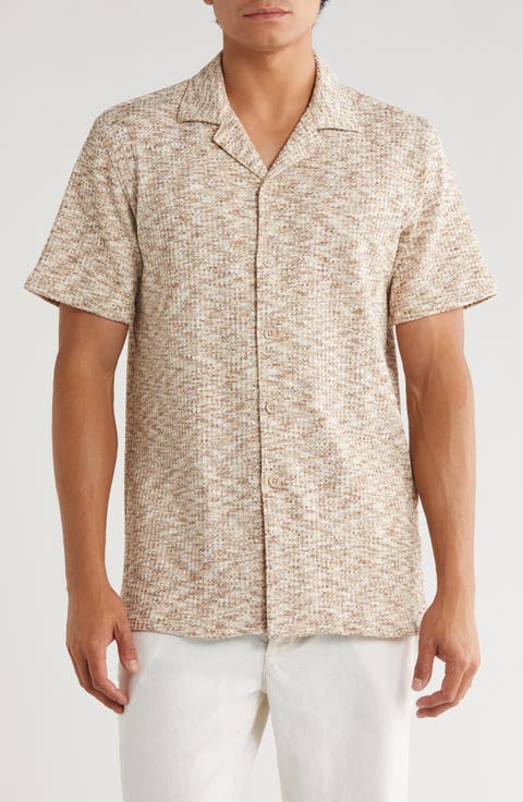Mélange Short Sleeve Button-Up Shirt