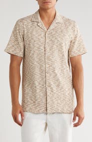 T.R. PREMIUM Mélange Short Sleeve Button-Up Shirt