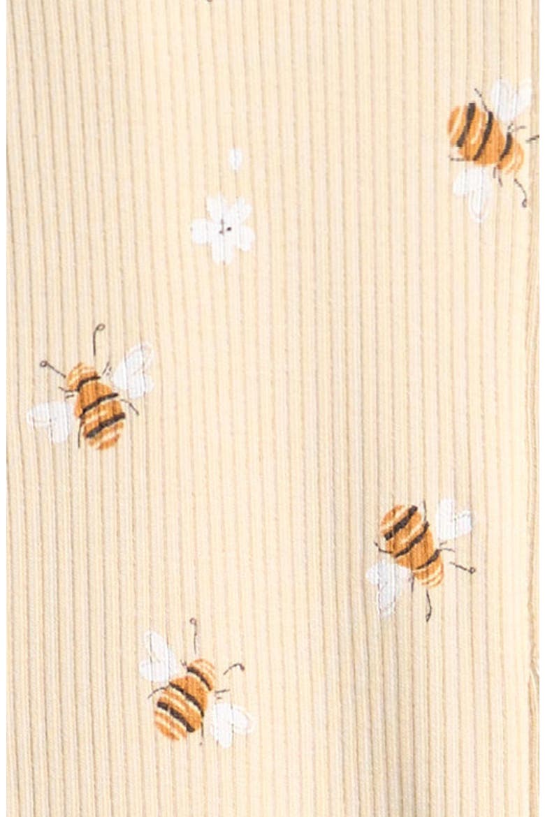 Bees Print Rib Footie, Alternate, color, BEIGE