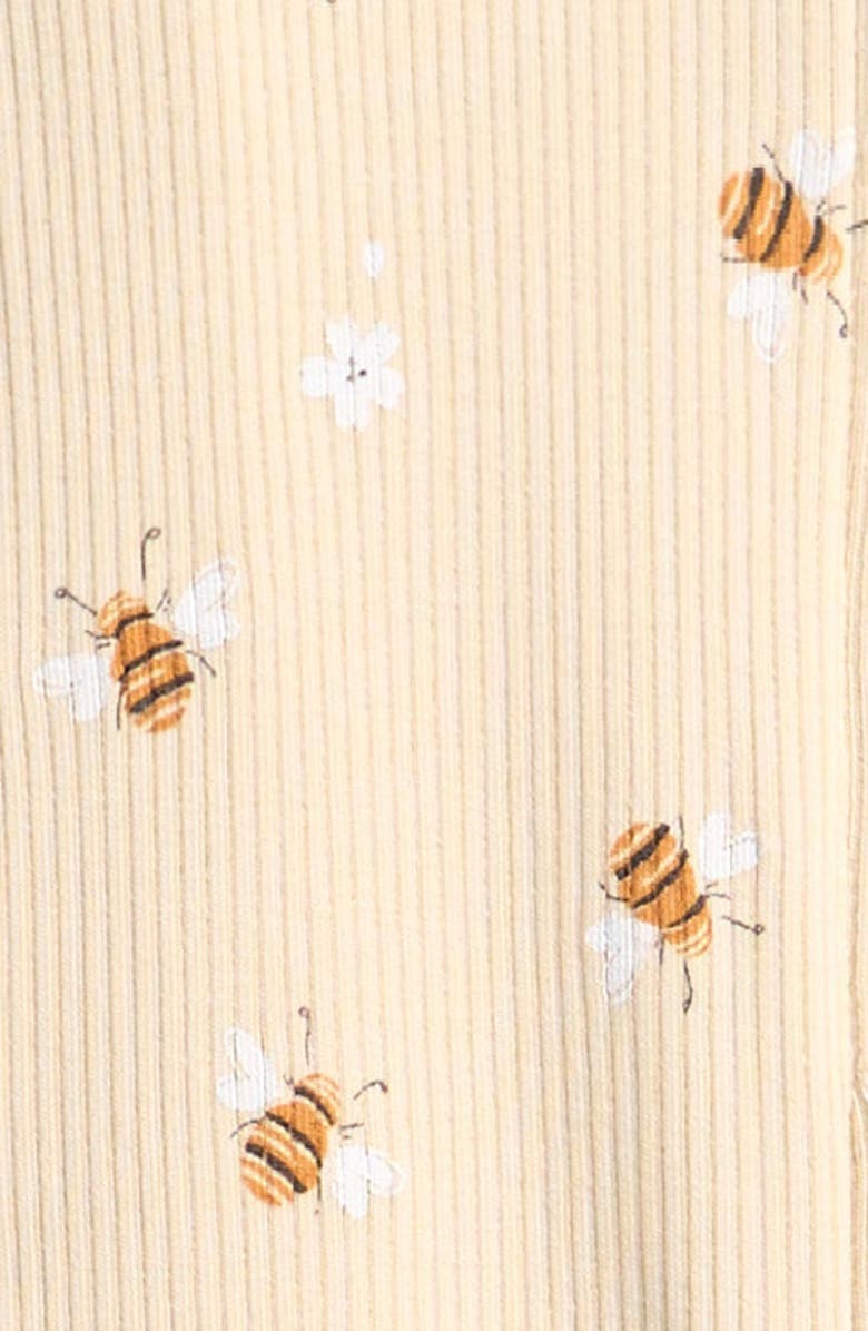Petit Lem Bees Print Rib Footie, Alternate, color, Beige