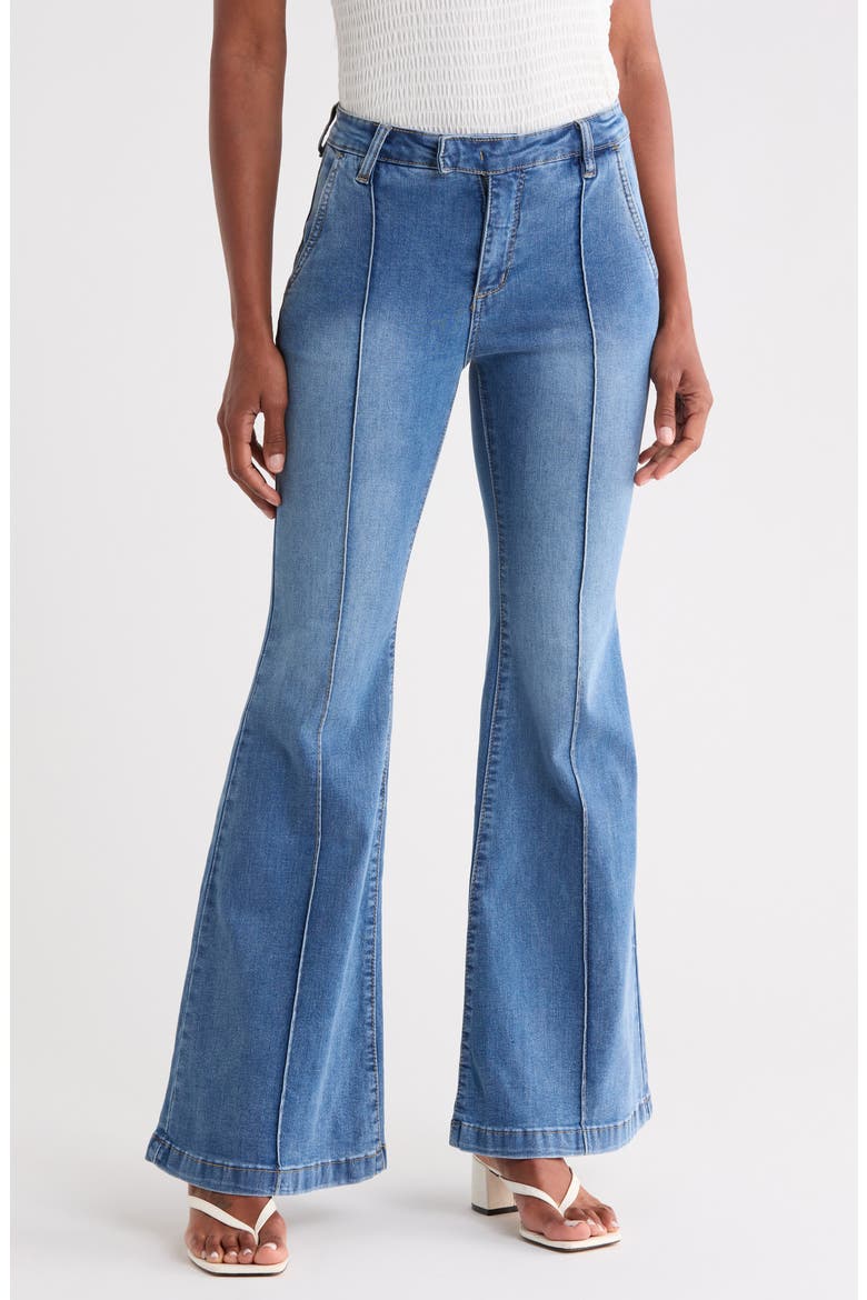 Seamed Flare Leg Jeans, Main, color, MEDIUM INDIGO WASH