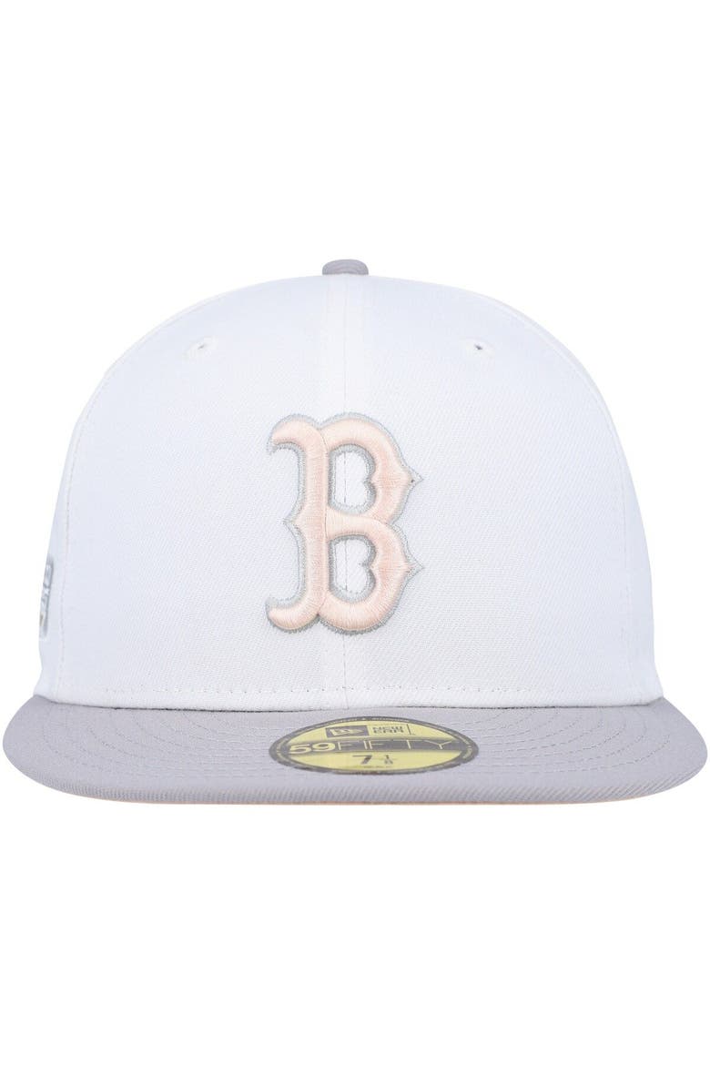 Men's New Era White/Gray Boston Red Sox 2007 World Series Side Patch Peach Undervisor 59FIFTY Fitted Hat, Alternate, color, White