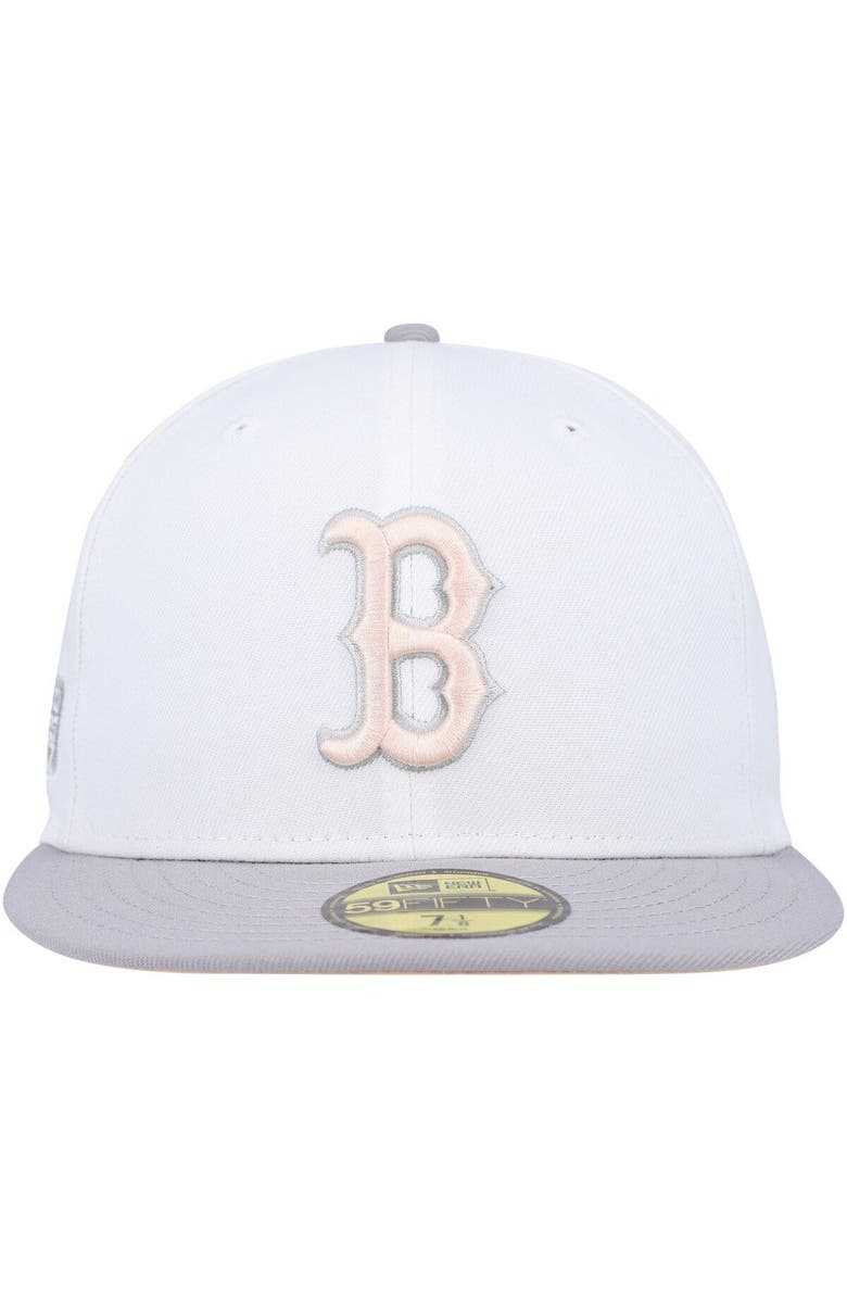 New Era Men's New Era White/Gray Boston Red Sox 2007 World Series Side Patch Peach Undervisor 59FIFTY Fitted Hat, Alternate, color, 