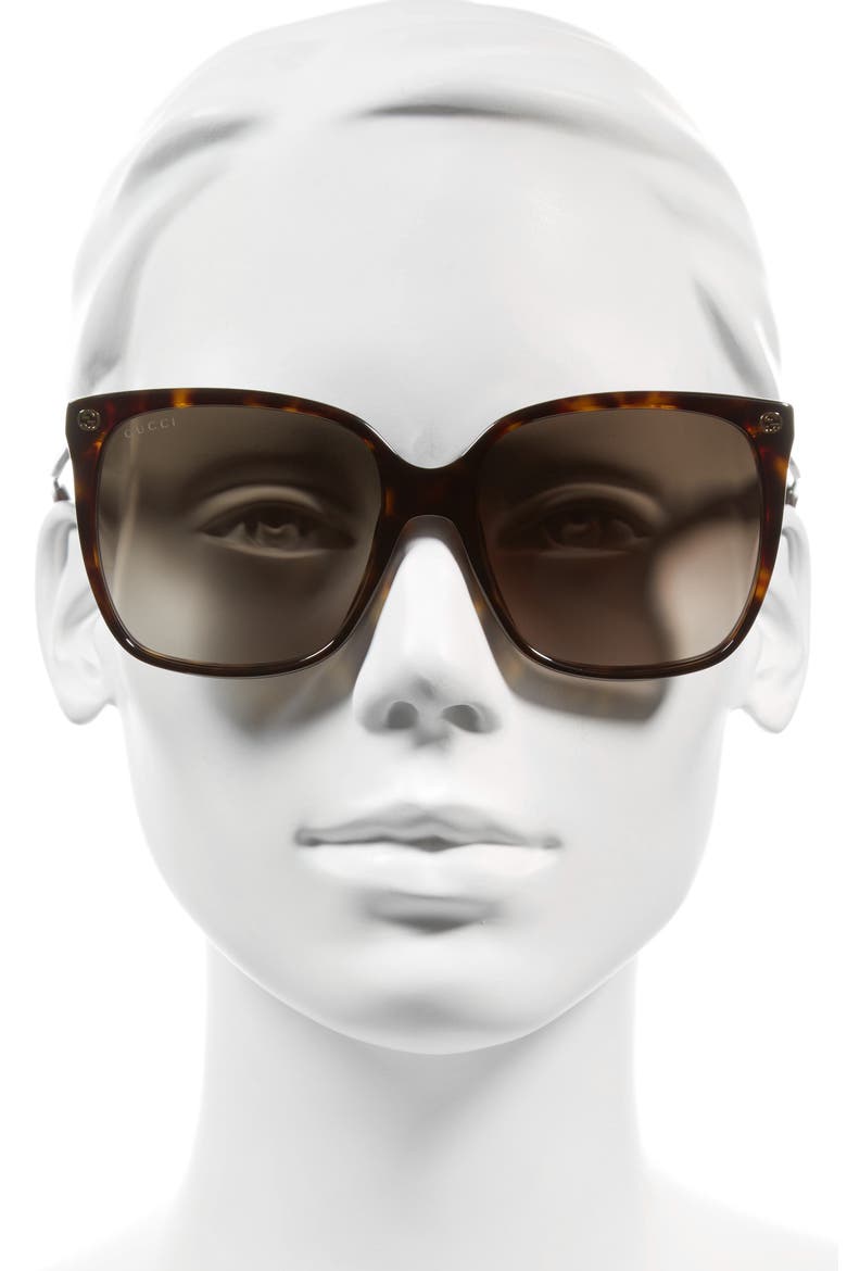 57mm Gradient Square Sunglasses, Alternate, color, HAVANA/ BROWN