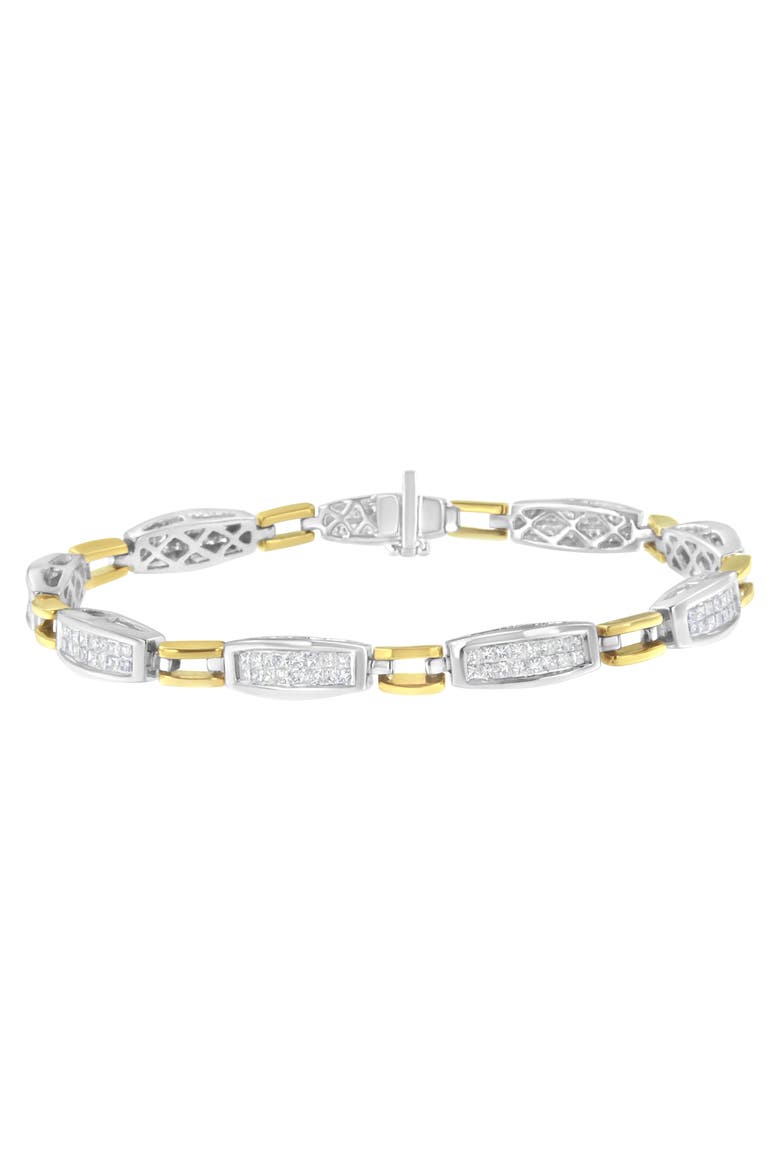 14K Gold 2.0 Cttw Diamond Tapered and Equal Sign Link Bracelet, Main, color, Yellow