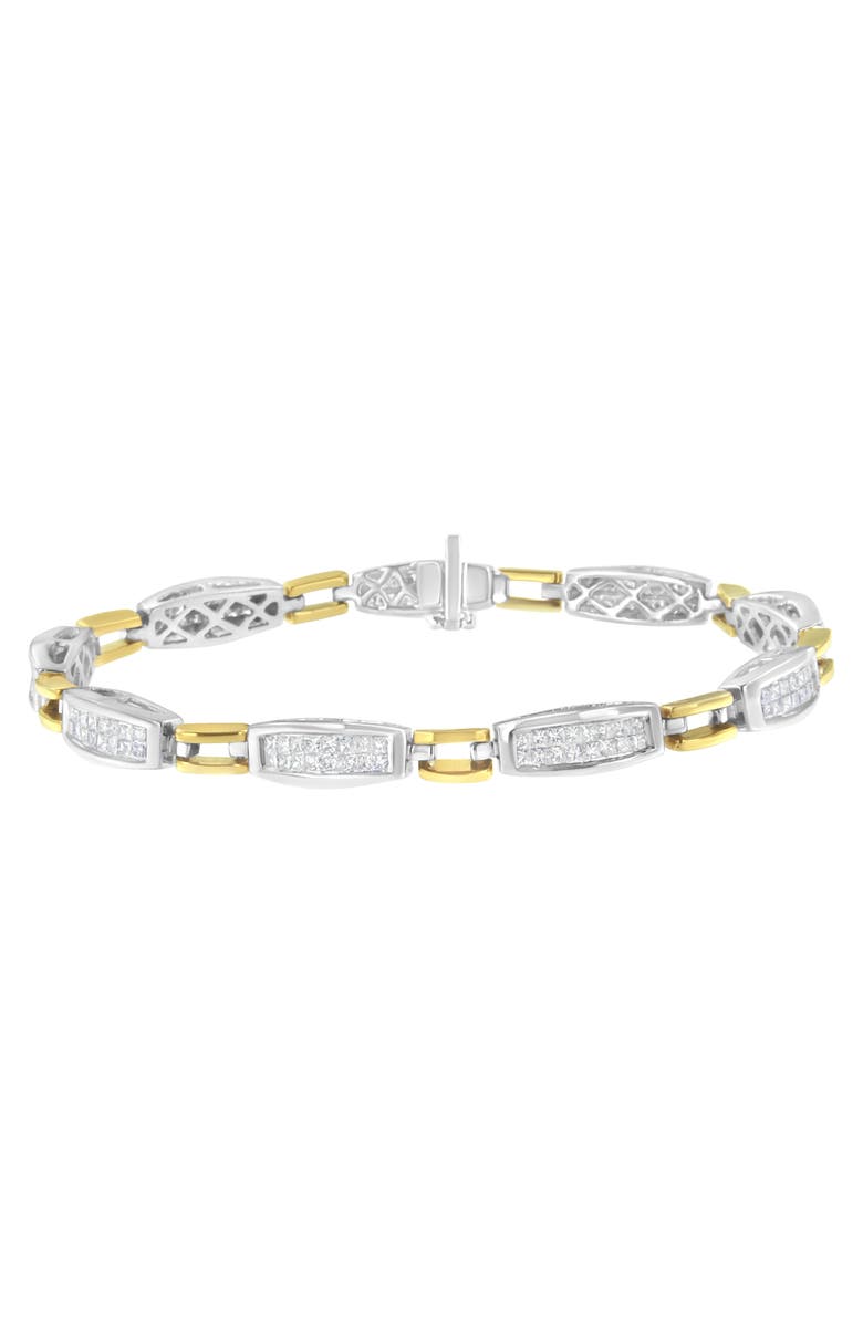 Haus of Brilliance 14K Gold 2.0 Cttw Diamond Tapered and Equal Sign Link Bracelet, Main, color, Yellow