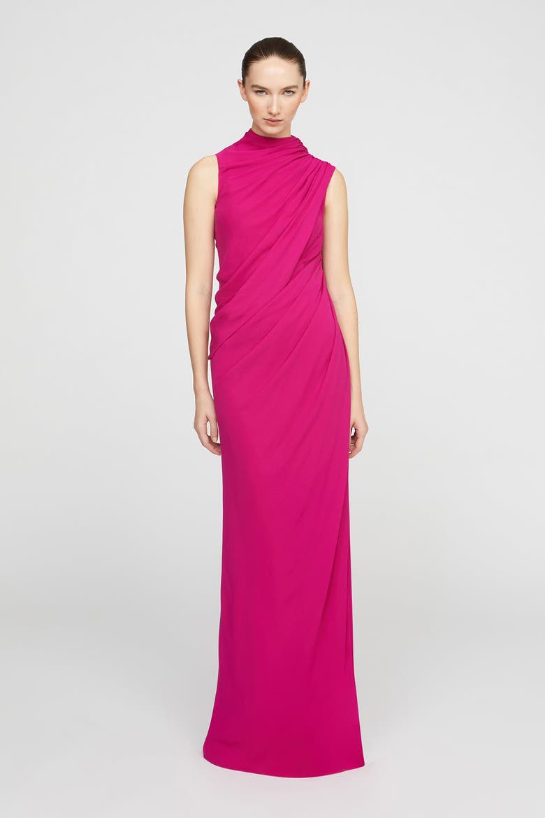 Essia Georgette Gown, Alternate, color, Rosewood
