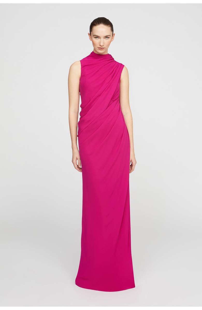 HALSTON Essia Georgette Gown, Alternate, color, Rosewood