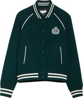 Crest Detail Wool & Cashmere Varsity Jacket