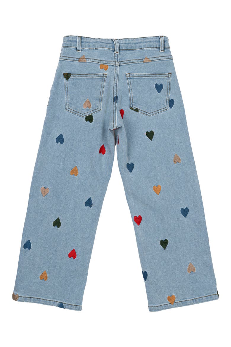 Kids' Nedda Wide Leg Jeans, Alternate, color, LIGHT BLUE DENIM EMBROIDERY