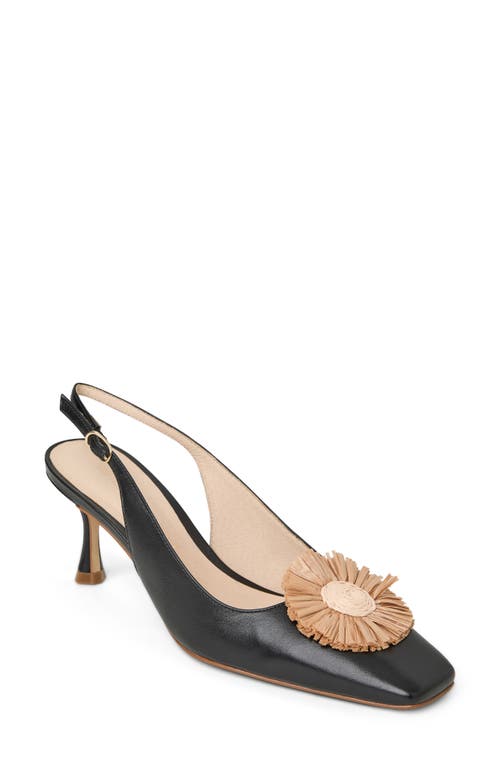 Shop Jack Rogers Brynn Raffia Flower Slingback Pump In Black/natural