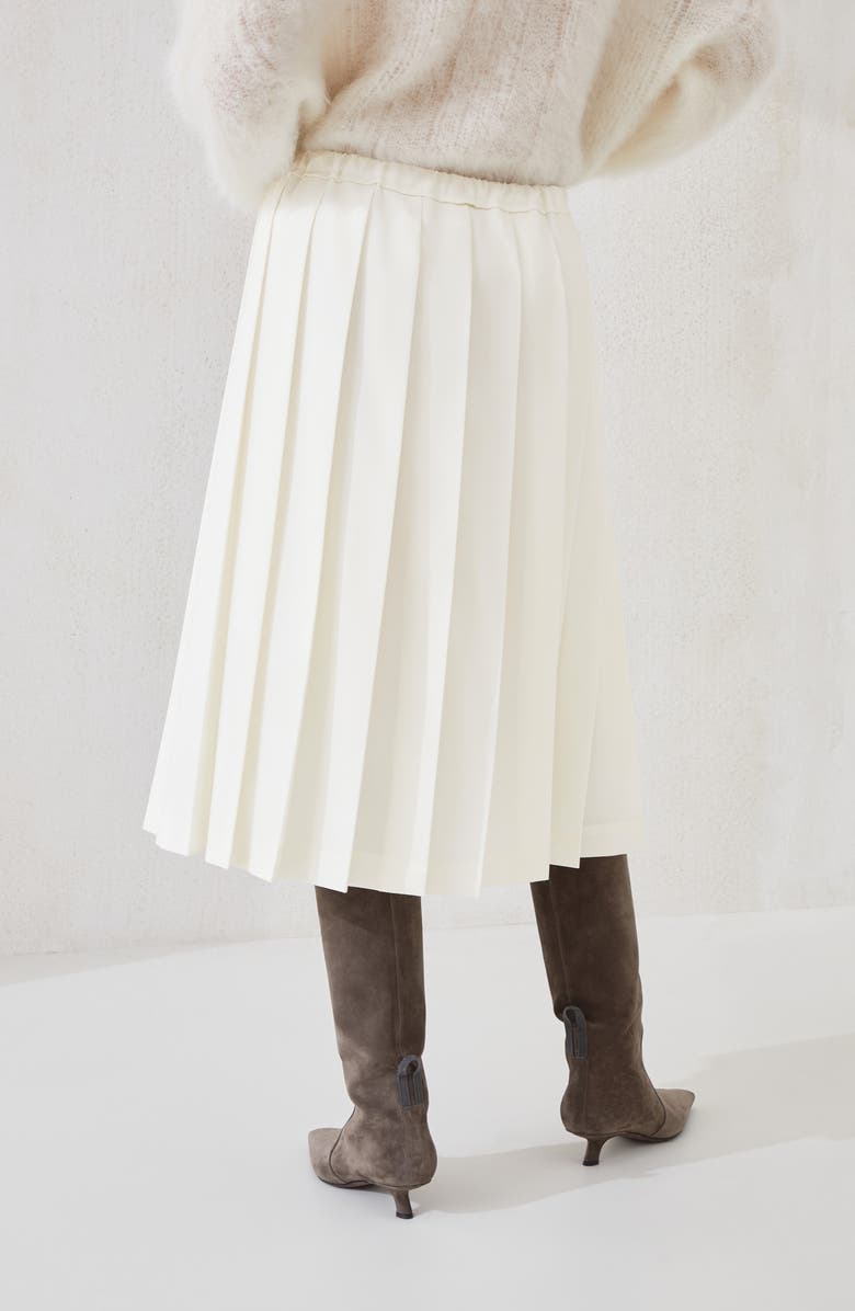 Brunello Cucinelli Pleated track skirt, Alternate, color, Panama
