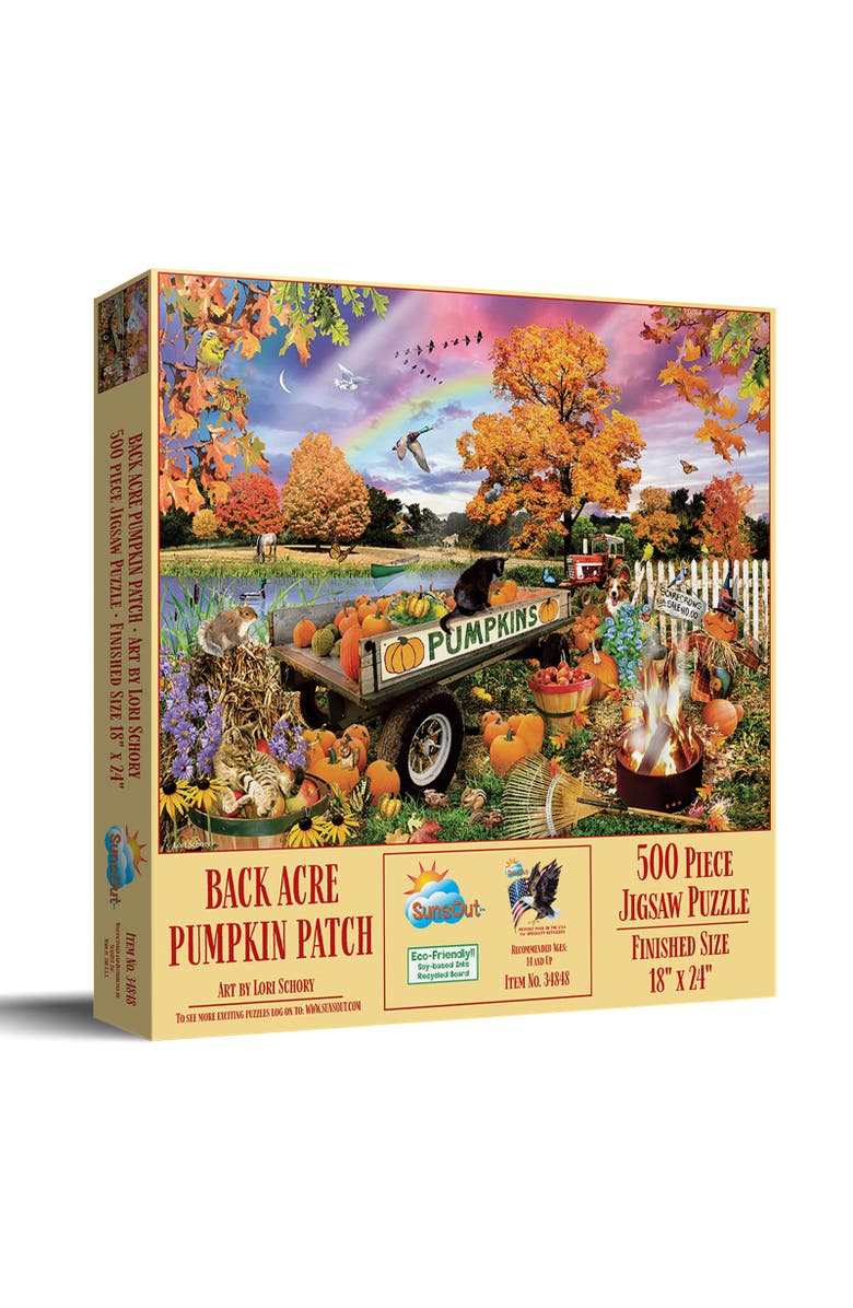 Sunsout Back Acre Pumpkin Patch 500 piece Jigsaw Puzzle for Adults, Main, color, Multicolor