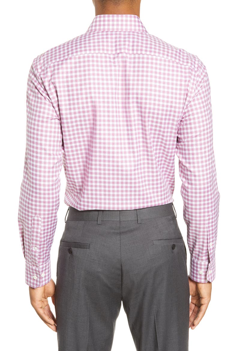 Trim Fit Check Dress Shirt, Alternate, color, TEXTURE ROUGE