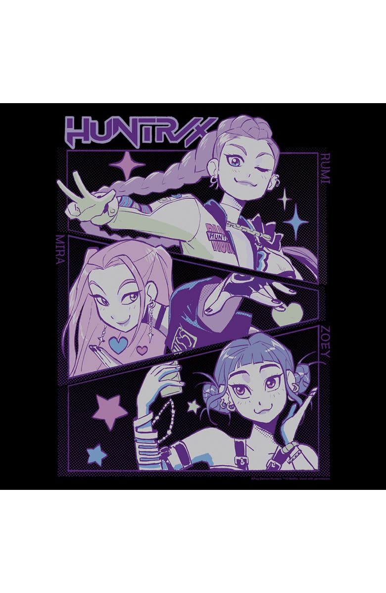 KPop Demon Hunters Boy's KPop Demon Hunters Huntrix Group Panels Graphic T-Shirt, Alternate, color, Black
