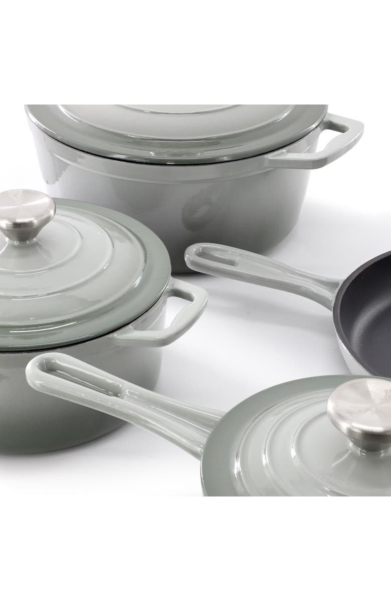 Megachef 7 Piece Enameled Cast Iron Cookware Set, Alternate, color, Gray