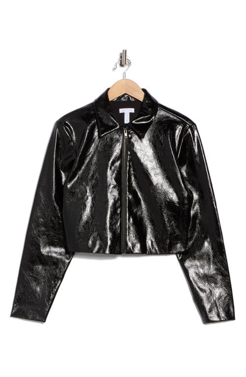 Leith Faux Leather Crop Jacket In Black