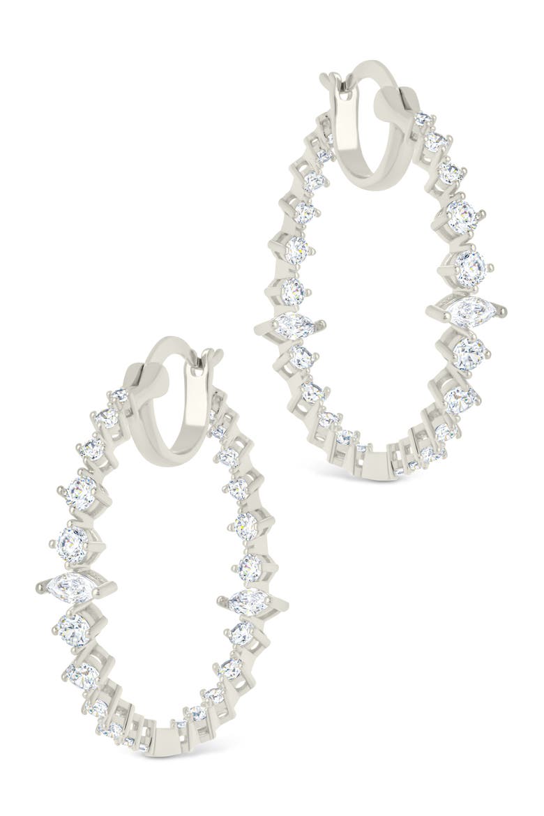 Aaliyah Cubic Zirconia Hoop Earrings, Alternate, color, SILVER