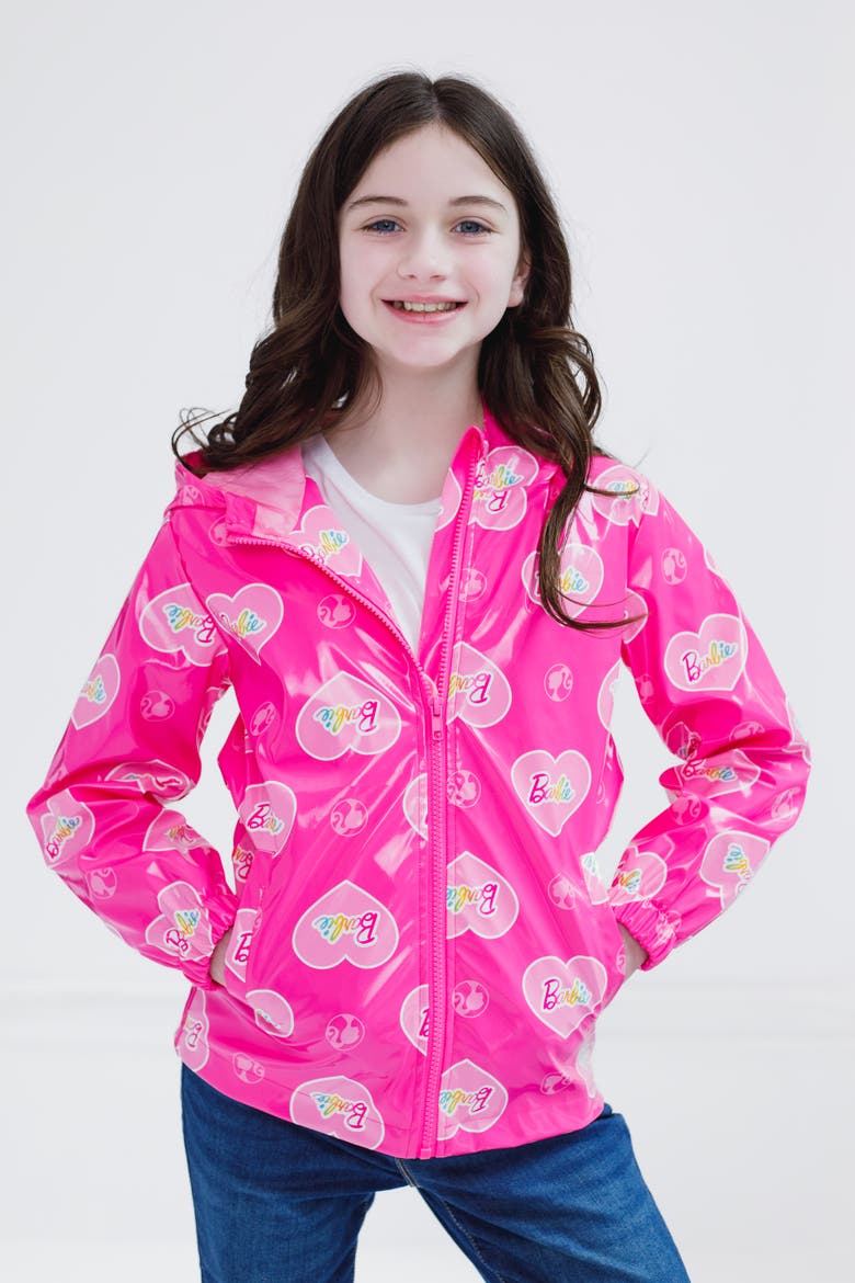 Hooded Rain Jacket, Alternate, color, Pink Hearts