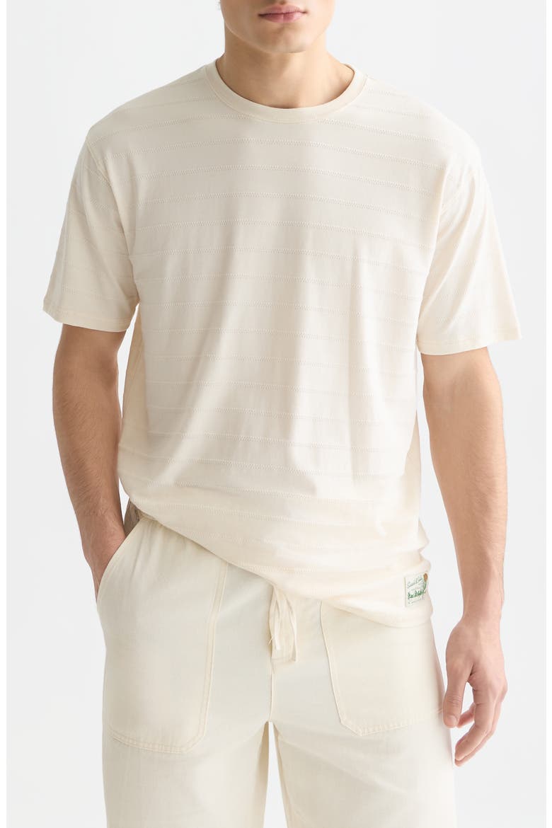 Structured Stripe Jacquard Stretch Cotton T-Shirt, Main, color, EGGNOG