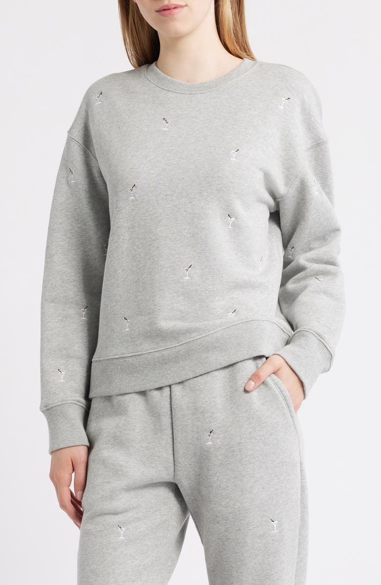 Rails Ramona Martini Embroidered Cotton Sweatshirt, Main, color, Heather Grey Martini