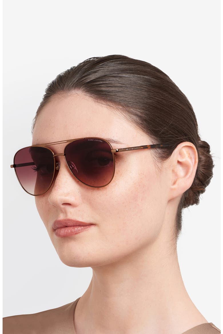 59mm Gradient Pilot Sunglasses, Alternate, color, BROWN/ BROWN SF