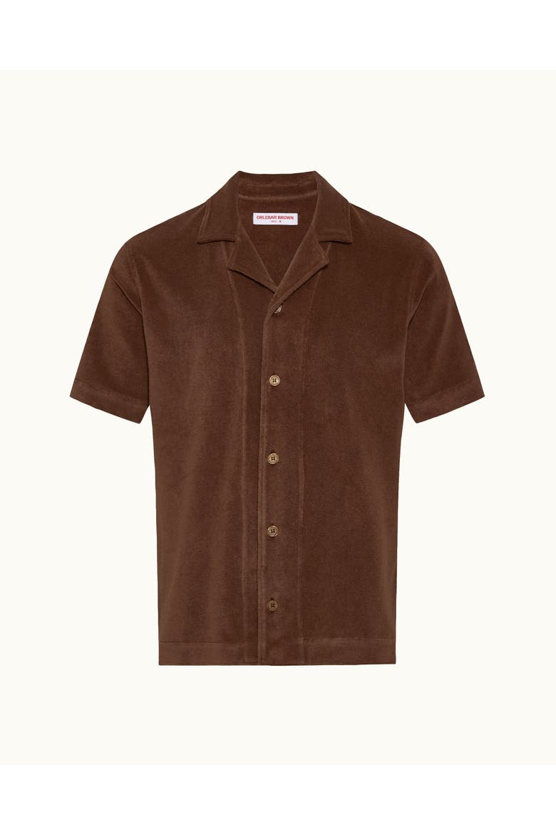 Hawkin Relaxed Fit Short Sleeve Towelling Shirt, Alternate, color, Chestnut Brown