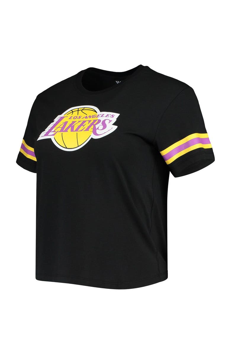 THE WILD COLLECTIVE Women's The Wild Collective Black Los Angeles Lakers Cropped T-Shirt, Alternate, color, 