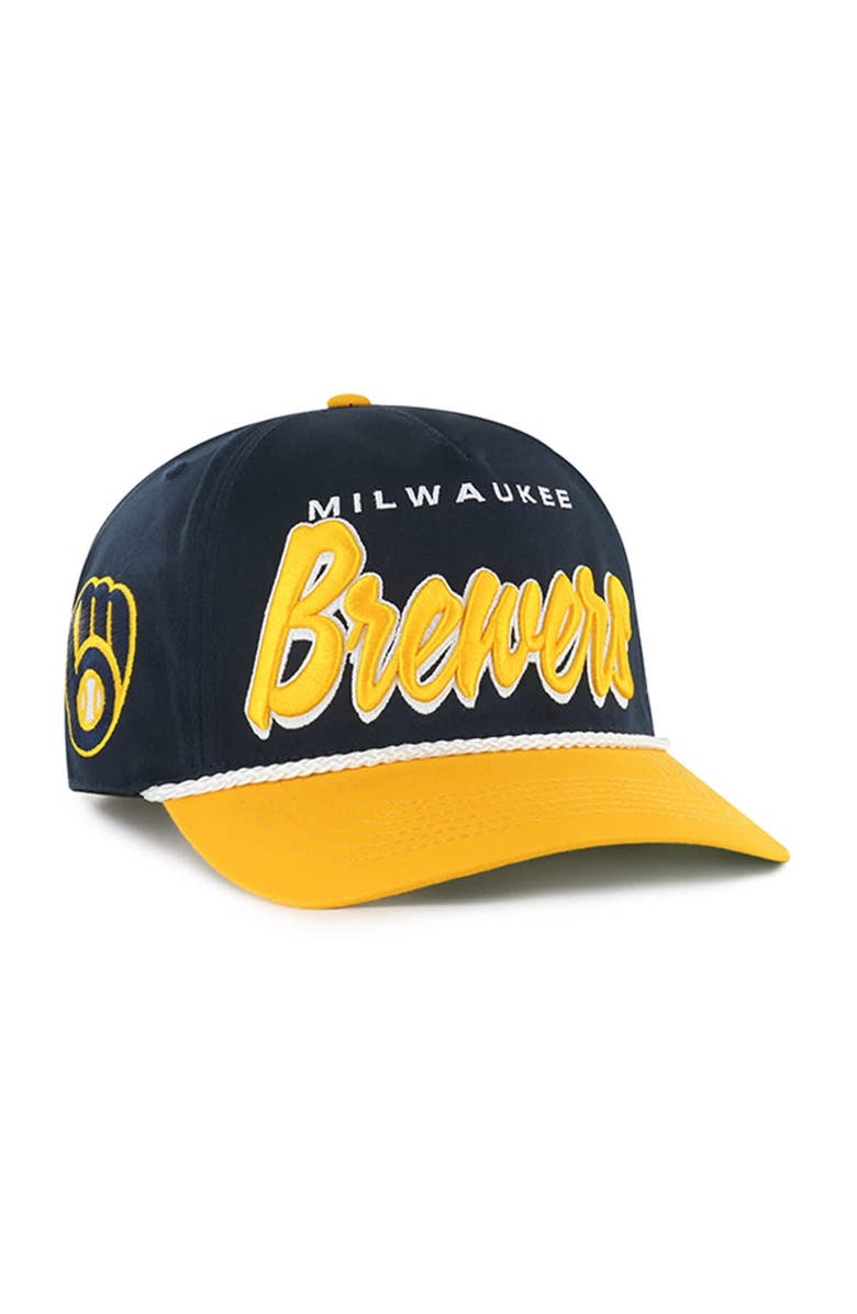 '47 Men's '47 Navy Milwaukee Brewers Dropshadow Rope Hitch Adjustable Hat, Main, color, Navy