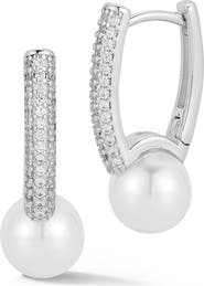 GLAZE JEWELRY Cubic Zirconia & Cultured Pearl Hoop Earrings